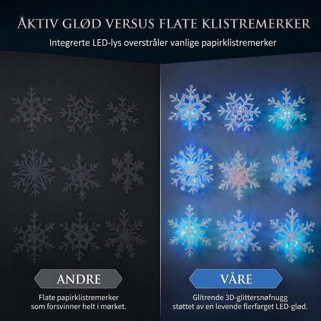 Selvlysende wallstickers med snøfnugg