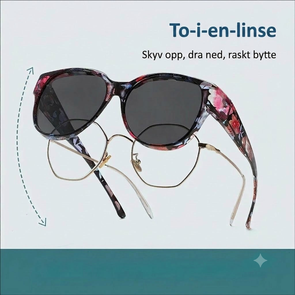 🕶 Nye oversize cateye-solbriller – Polariserte glass & UV400-beskyttelse