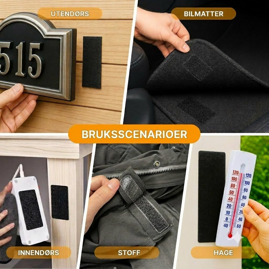 Kraftig selvklebende borrelås (1 sett med 20 stk.)
