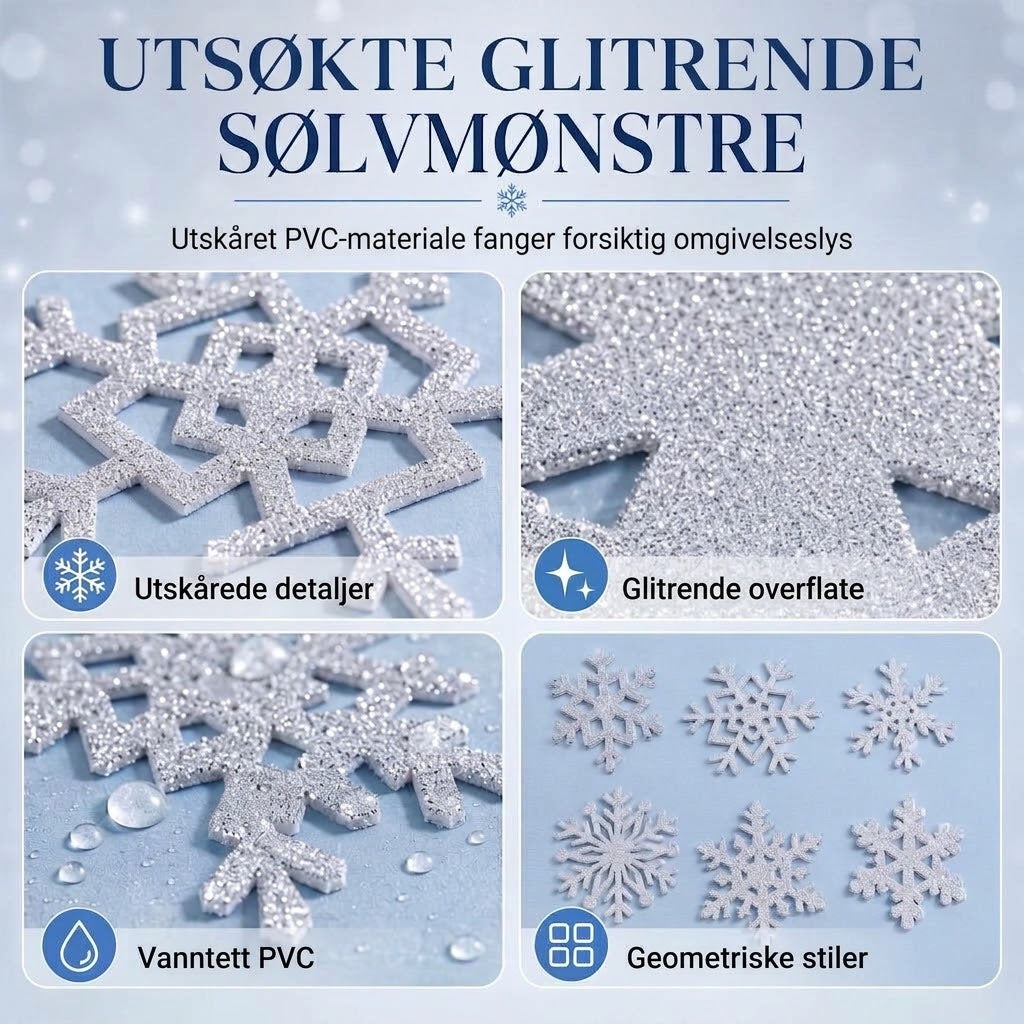 Selvlysende wallstickers med snøfnugg