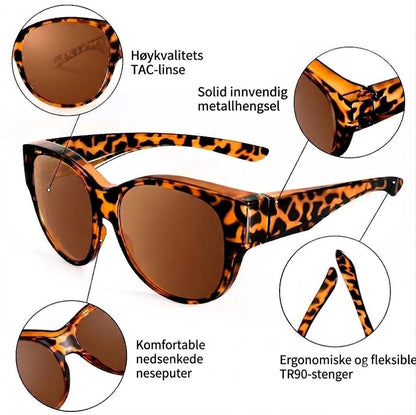 🕶 Nye oversize cateye-solbriller – Polariserte glass & UV400-beskyttelse