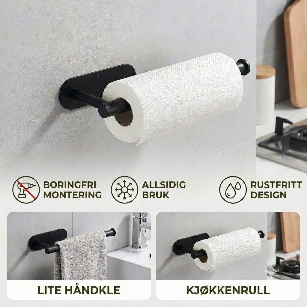 Moderne tørkerullholder i rustfritt stål – ingen boring nødvendig, allsidig i bruk