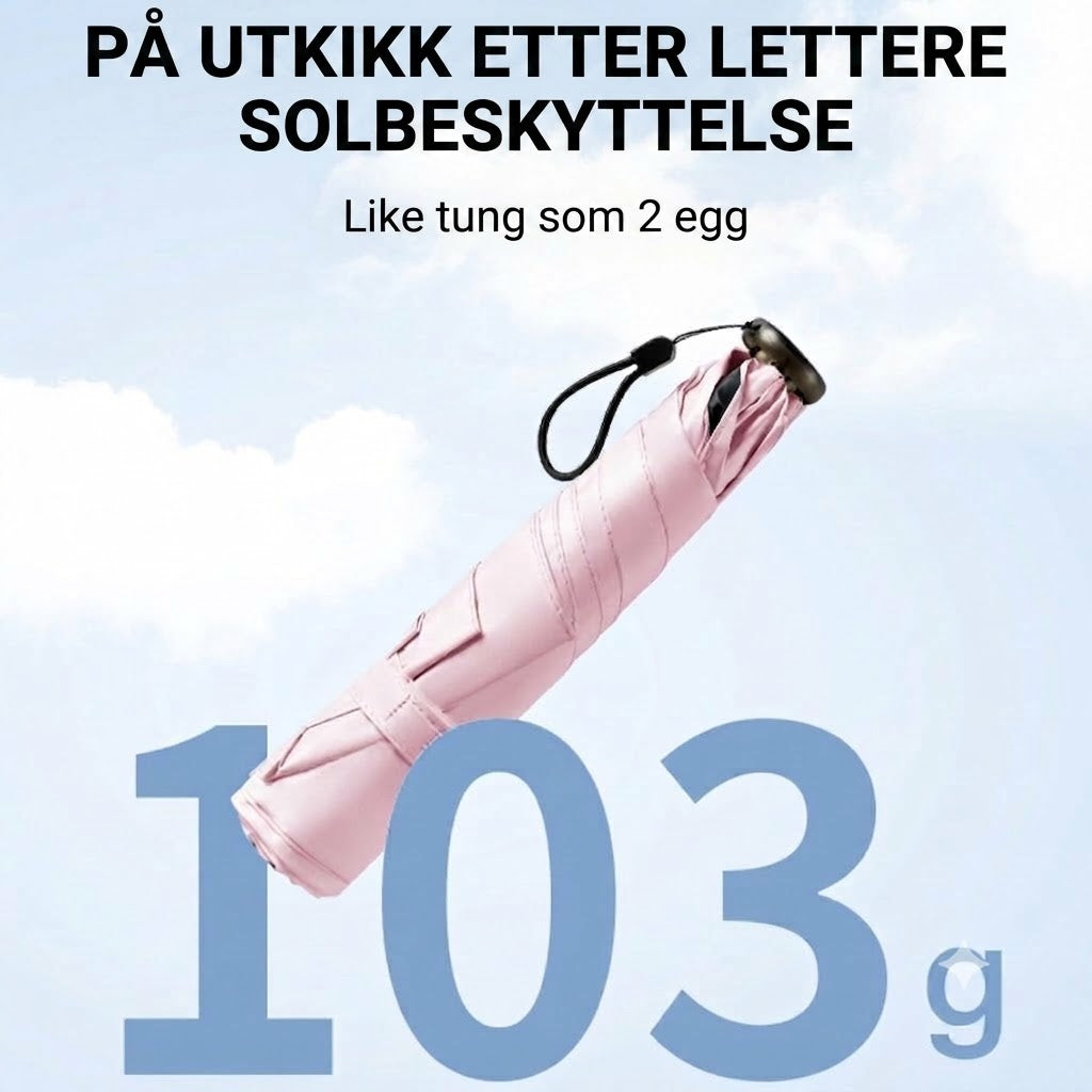 Ultralett karbonfiberparaply – UV-beskyttelse (svart belegg), sol- og regnbeskyttelse ☂️