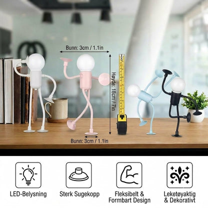 LED-lys med sugekopp — morsomt design, med utskiftbare sugekopper, kan brukes til dekorasjon.