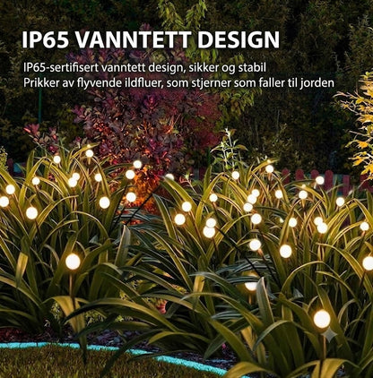 Solcelledrevet ildflue-hagebelysning