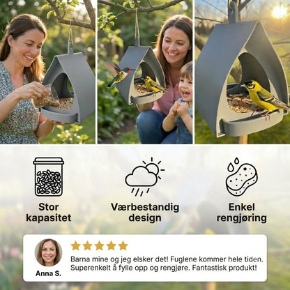 Hengende fuglemater – Stor kapasitet, ideell for hager og balkonger