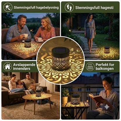 Fargerik solcelle-mandala hagelampe – Vanntett LED-vegglampe med projeksjonseffekt, for utendørs bruk