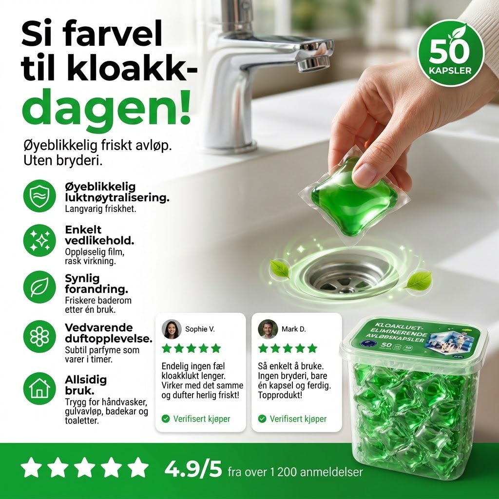 Tabletter for avløpsåpning og luktfjerning