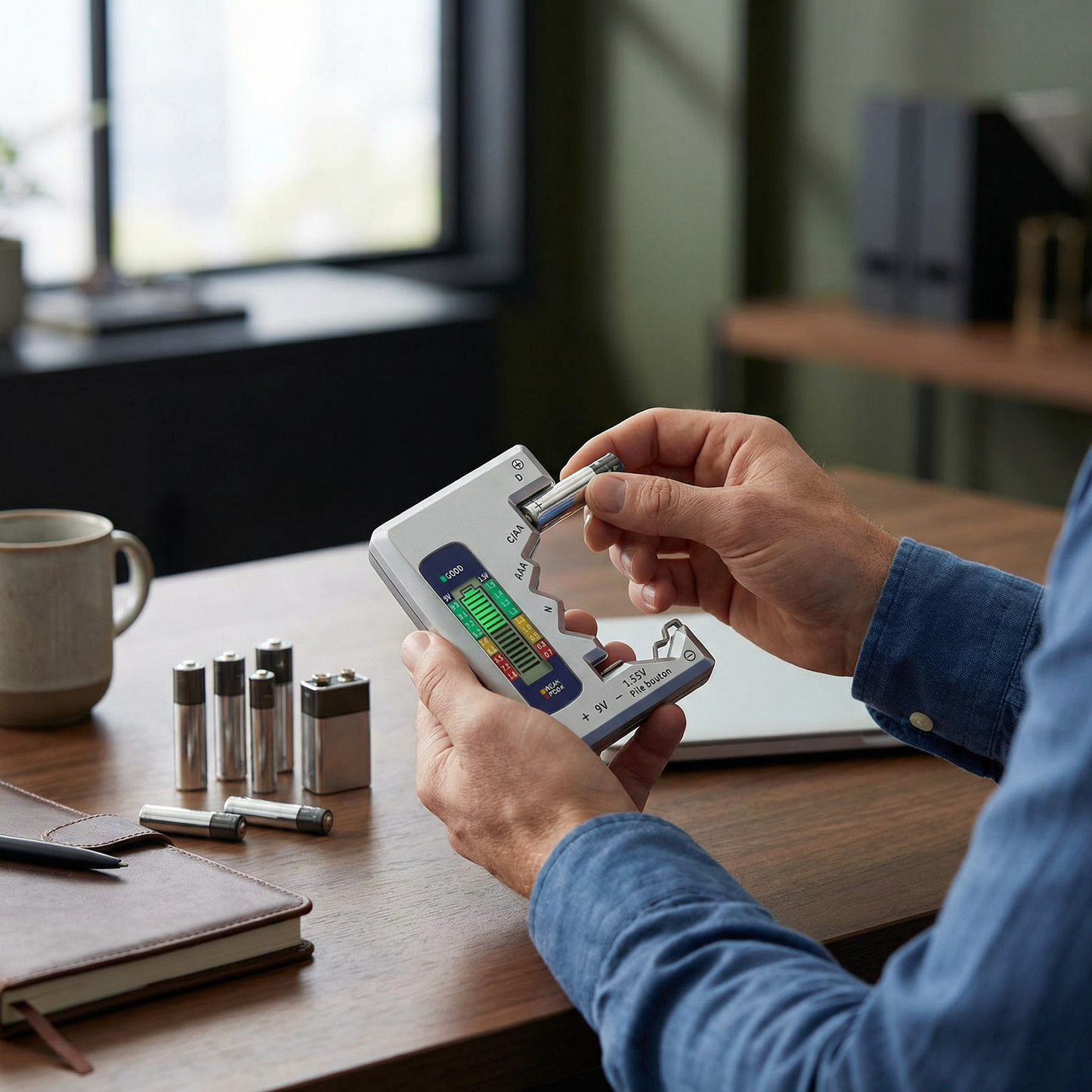 Digital batteritester med LCD-skjerm – kan måle kapasiteten til AA, AAA, C, D, 9V og knappebatterier 🔋