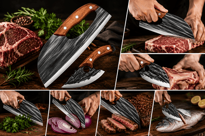 🔪 Førsteklasses kjøttknivsett (2-deler) – Ekstremt skarpe, perfekt for BBQ, grilling og matlaging.