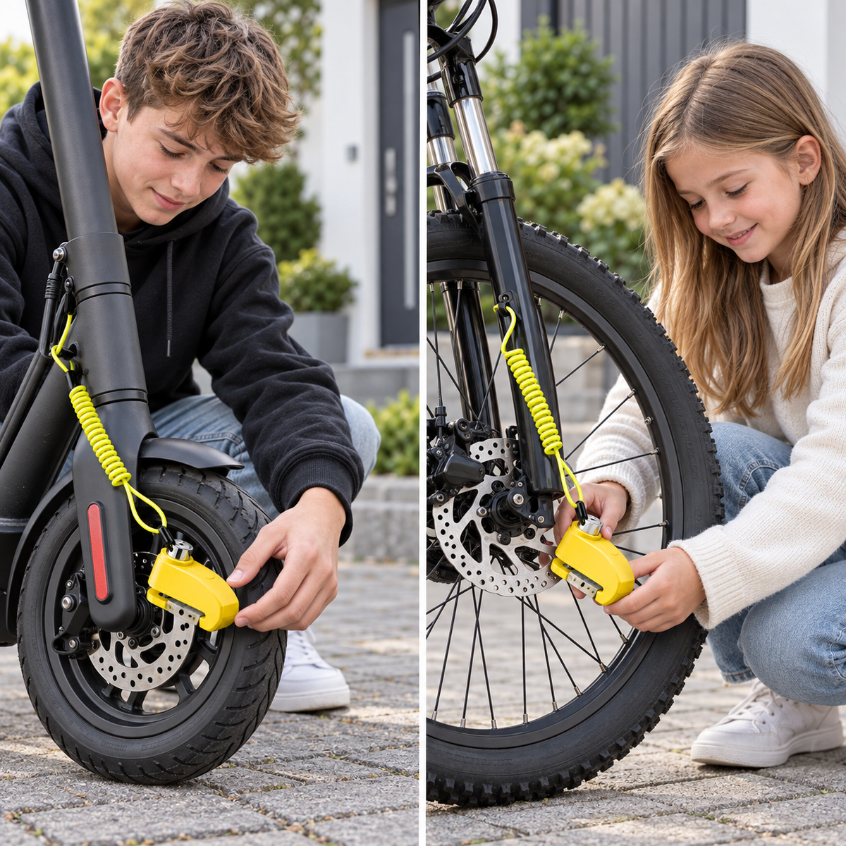 110 dB skivebremselås med alarm – Passer for sykler, mopeder og motorsykler
