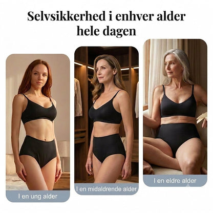 Lekkasjesikker menstruse med høyt liv, dobbel beskyttelse foran og bak – forhindrer effektivt sidelekkasje