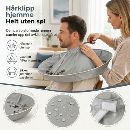 Vanntett klippekappe med oppsamler – Sammenleggbar paraply-klippekappe for hjemmeklipping