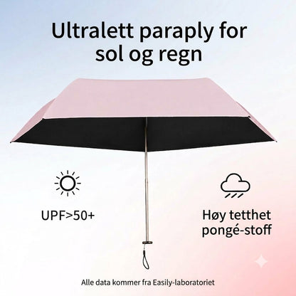 Ultralett karbonfiberparaply – UV-beskyttelse (svart belegg), sol- og regnbeskyttelse ☂️