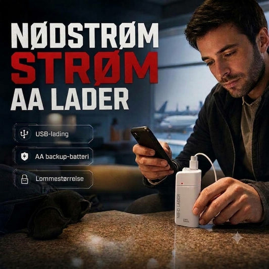 AA-batteridrevet powerbank med LED-lommelykt – gir ekstra strøm til mobilen i nødssituasjoner