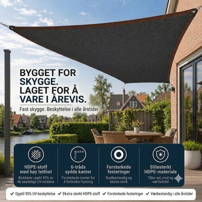 SunChill™ | Førsteklasses skyggeduk av høydensitetspolyetylen, gir kjølig skygge og UV-beskyttelse.