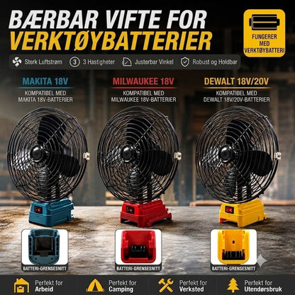 Bærbar batteridrevet vifte