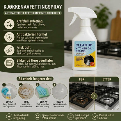 Avfettingsspray for kjøkken – Antibakteriell og fettløsende, frisk duft.