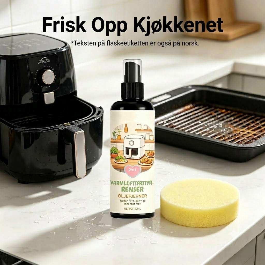 2-i-1 Airfryer-rengjøringsmiddel og avfettingsspray