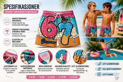 🍦Shorts med iskrem- og smultringtrykk🍩
