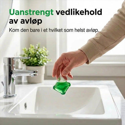 Tabletter for avløpsåpning og luktfjerning
