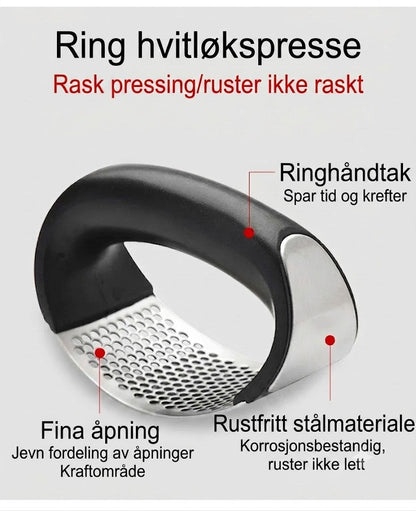 Hvitløkspresse: Bærbar hvitløkspresse i rustfritt stål
