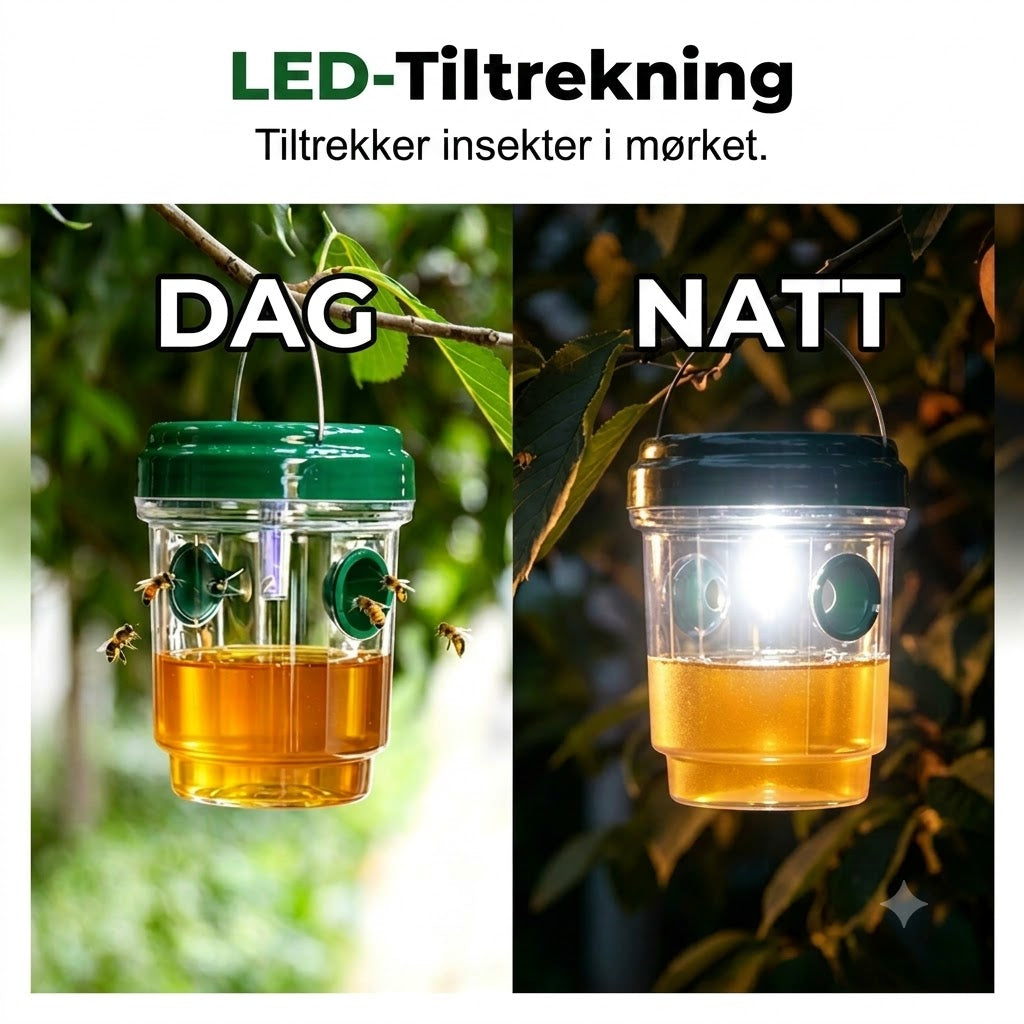 Solcelledrevet hengende vepsefelle og fluefanger