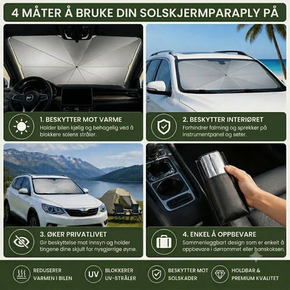 Sammenleggbar solskjerm til frontruten – Effektiv UV-beskyttelse, gir skygge til bilen din 🚗☂️