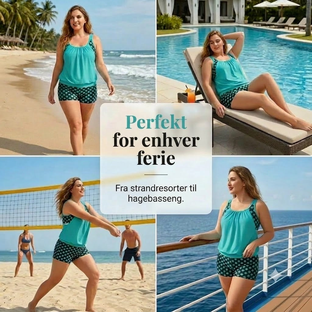 Todelt prikkete bikini til dame