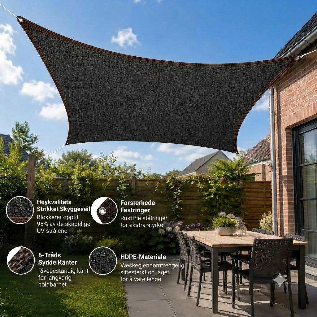 SunChill™ | Førsteklasses skyggeduk av høydensitetspolyetylen, gir kjølig skygge og UV-beskyttelse.