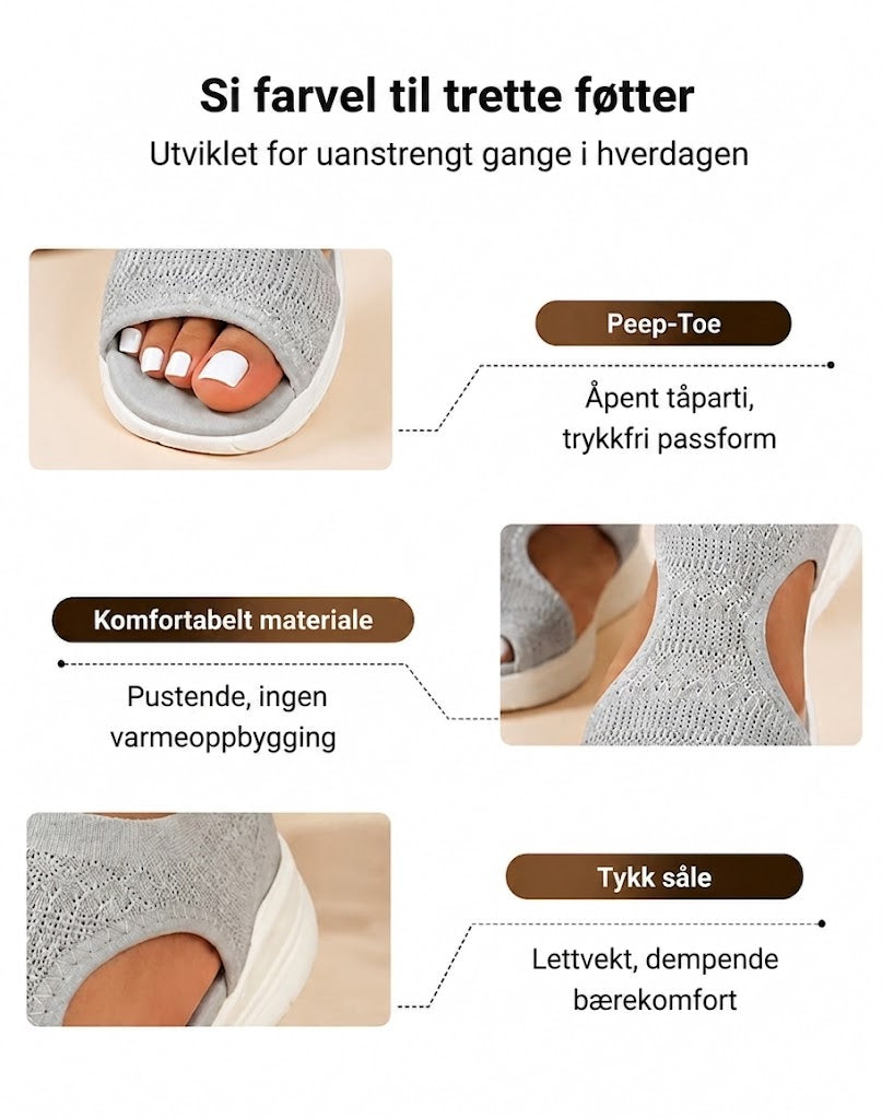 Komfortable og pustende flate sandaler