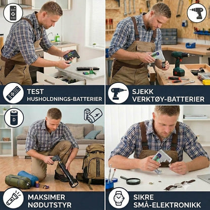 Digital batteritester med LCD-skjerm – kan måle kapasiteten til AA, AAA, C, D, 9V og knappebatterier 🔋