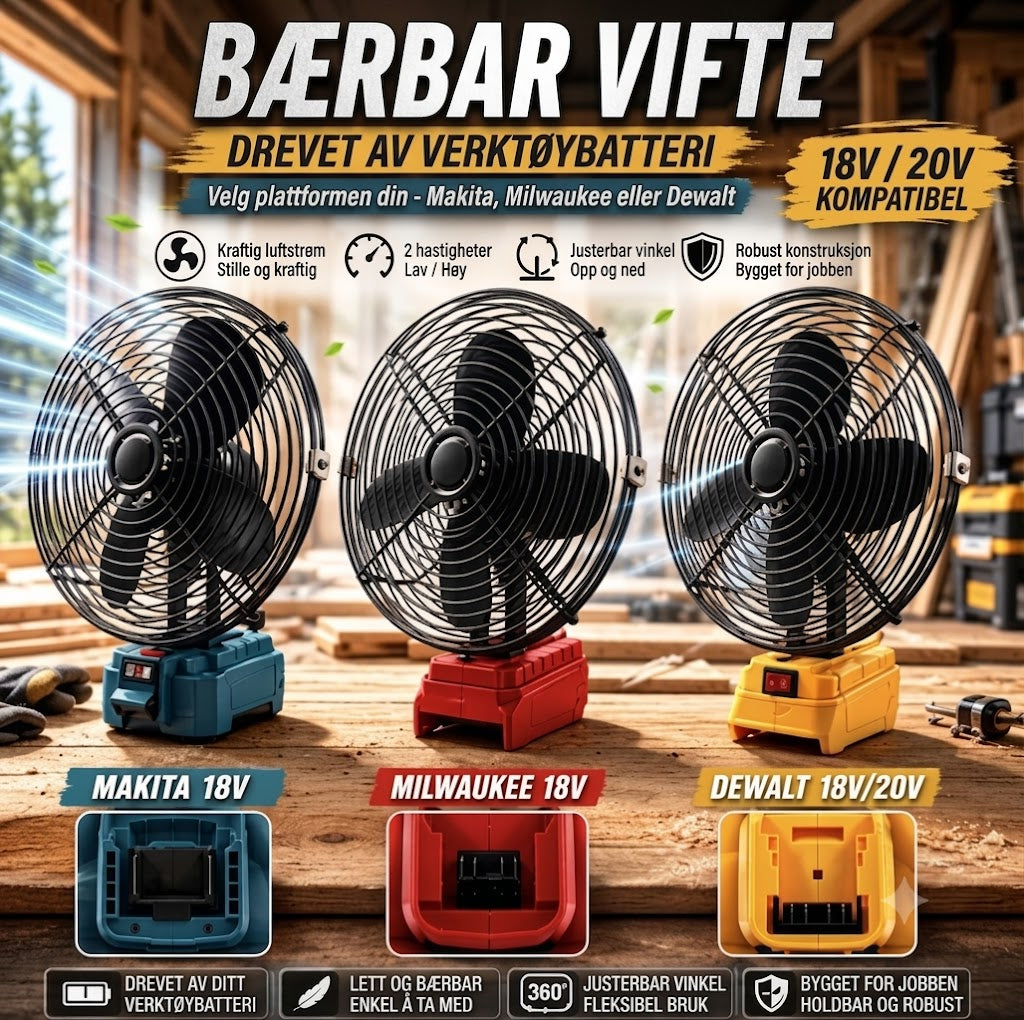 Bærbar batteridrevet vifte