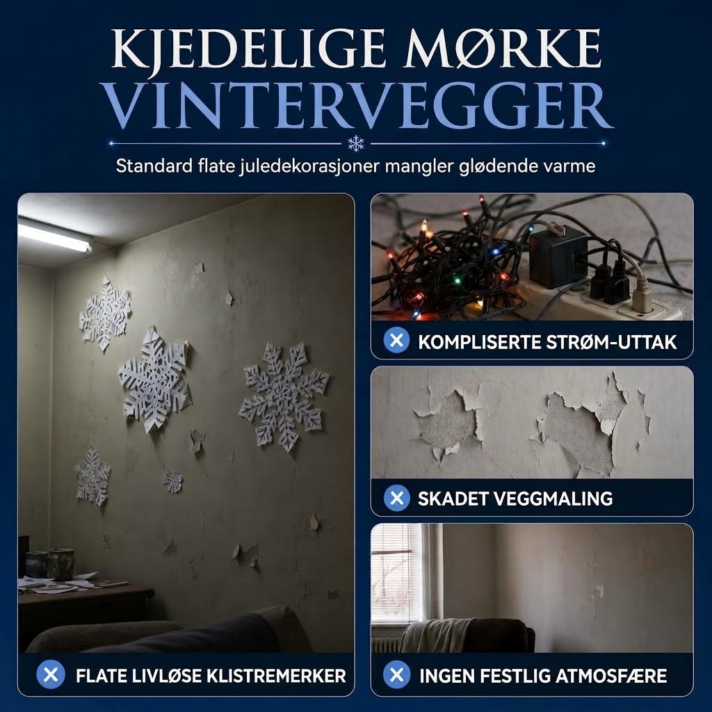 Selvlysende wallstickers med snøfnugg