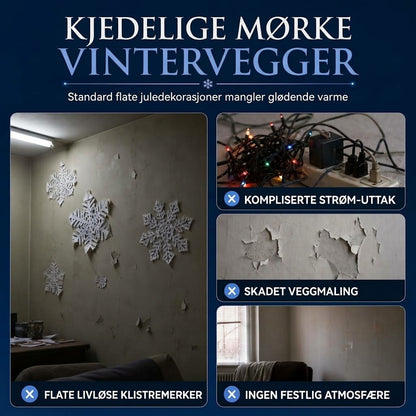 Selvlysende wallstickers med snøfnugg
