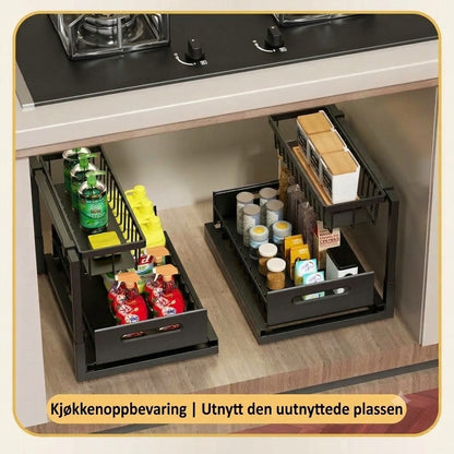 2-lags uttrekkbar oppbevaringshylle til underskap