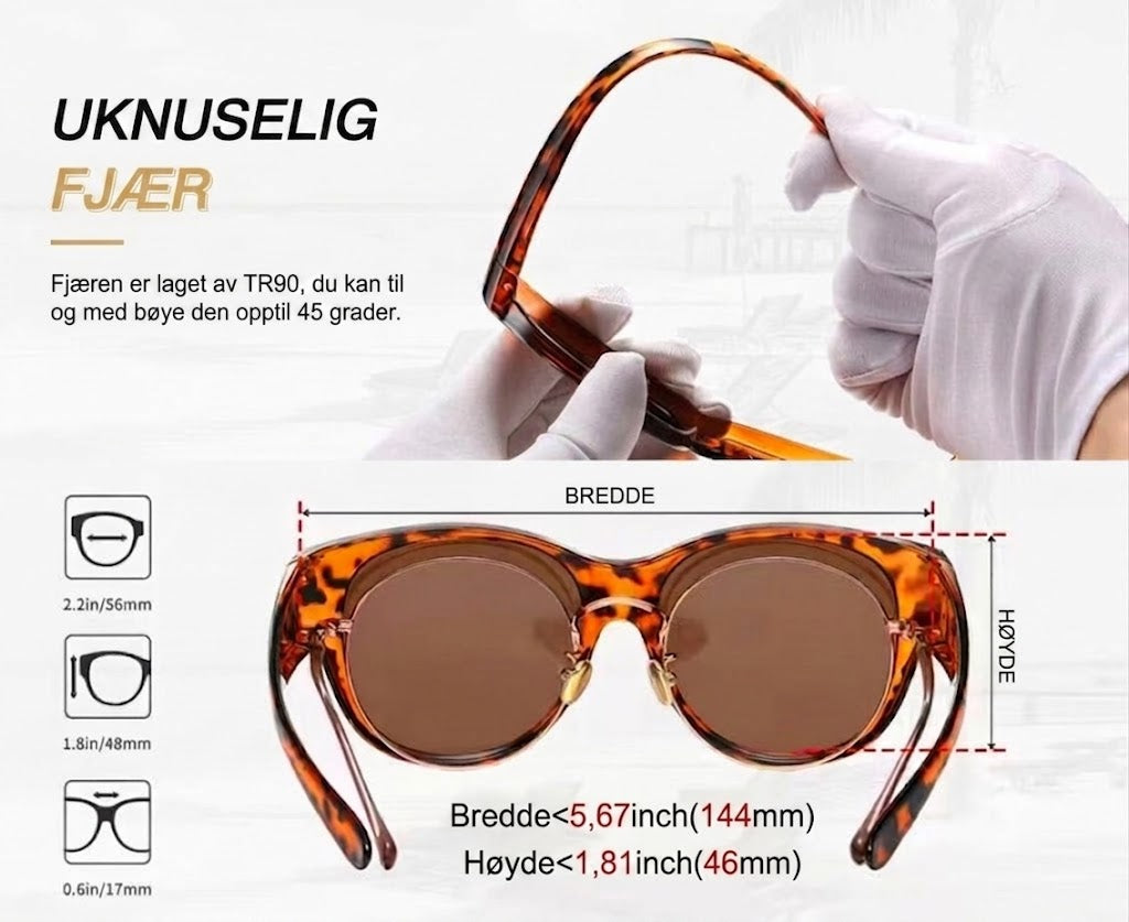 🕶 Nye oversize cateye-solbriller – Polariserte glass & UV400-beskyttelse