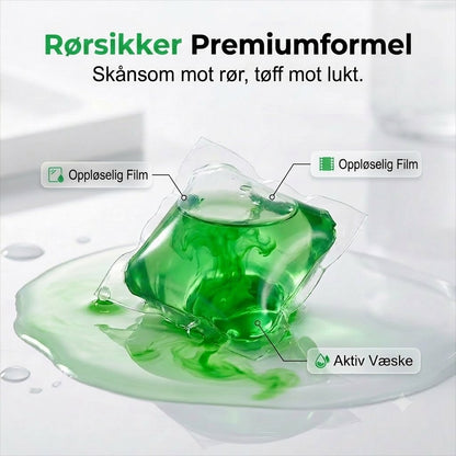 Tabletter for avløpsåpning og luktfjerning