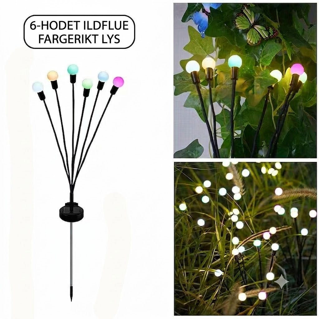 Solcelledrevet ildflue-hagebelysning