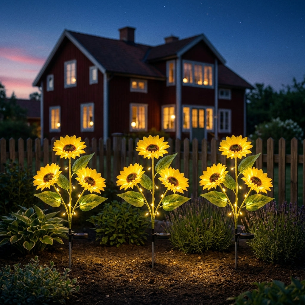 🌻 Solcelledrevet solsikke-hagelys – Ser ut som en ekte solsikke