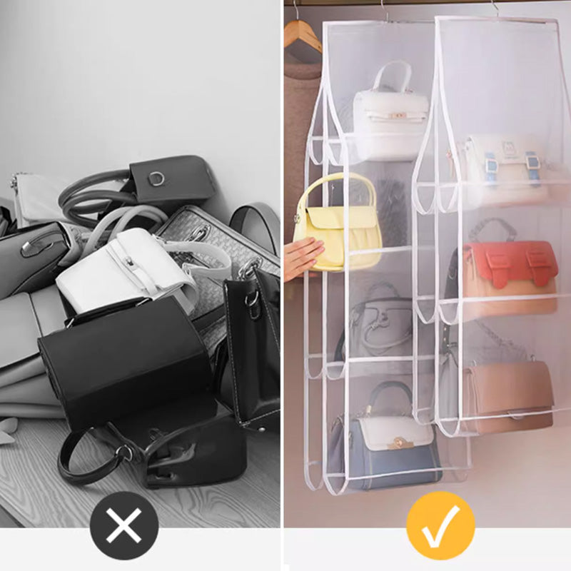 Hengende støvtrekk for vesker med 6/8 store lommer