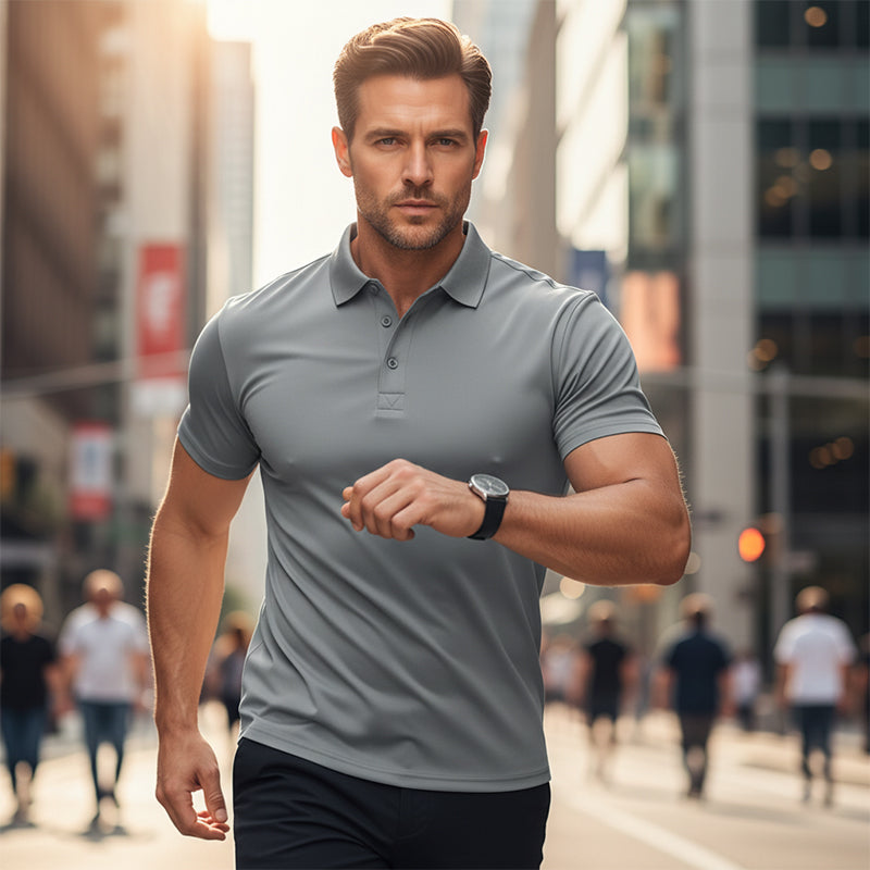 Kortermet poloskjorte til herre – Sportslig slim-fit