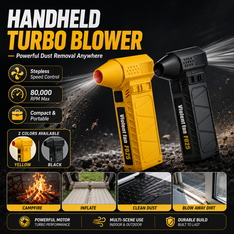 Bærbar, multifunksjonell, håndholdt turboblåser
