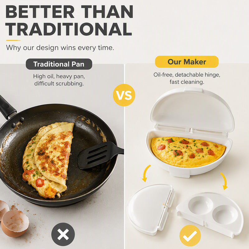 2-i-1 eggkoker og speileggform for mikrobølgeovn
