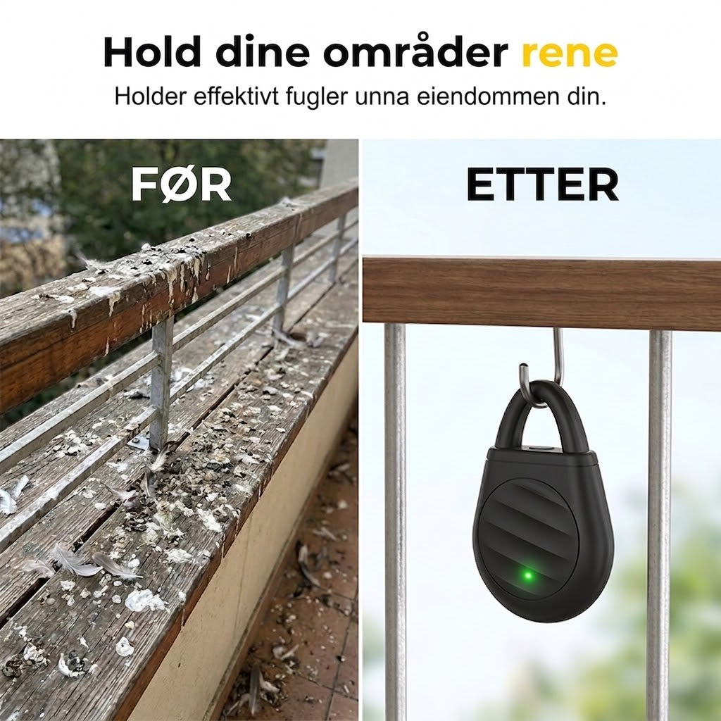 🐦Bekymre deg aldri mer for fugler, skadedyr og gresshopper! Bærbar ultralydsfugleskremmer i nøkkelringdesign.