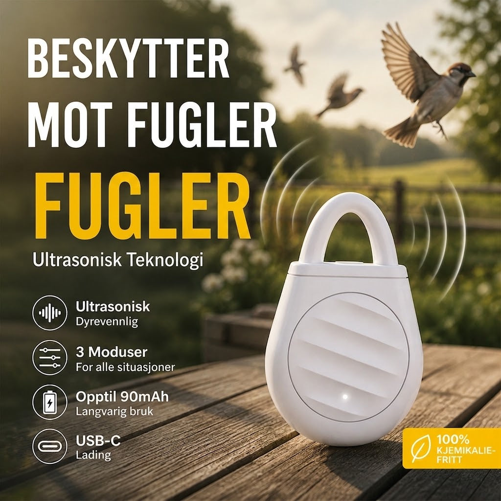 🐦Bekymre deg aldri mer for fugler, skadedyr og gresshopper! Bærbar ultralydsfugleskremmer i nøkkelringdesign.