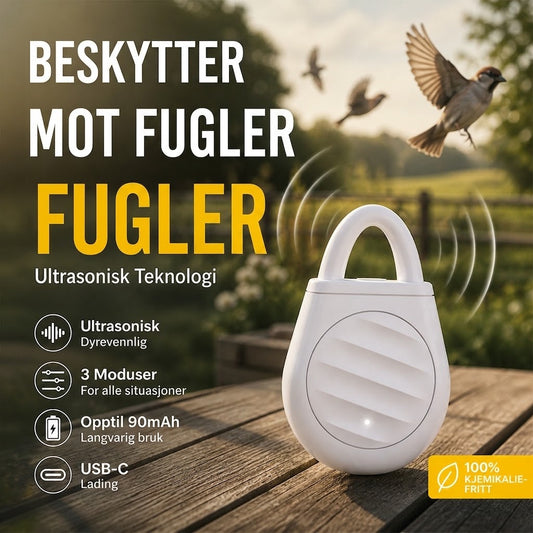 🐦Bekymre deg aldri mer for fugler, skadedyr og gresshopper! Bærbar ultralydsfugleskremmer i nøkkelringdesign.