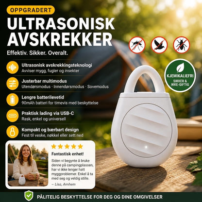 🐦Bekymre deg aldri mer for fugler, skadedyr og gresshopper! Bærbar ultralydsfugleskremmer i nøkkelringdesign.